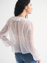 Abercrombie & Fitch Lace Trim Button-Through Blouse - Bild 4 von 7