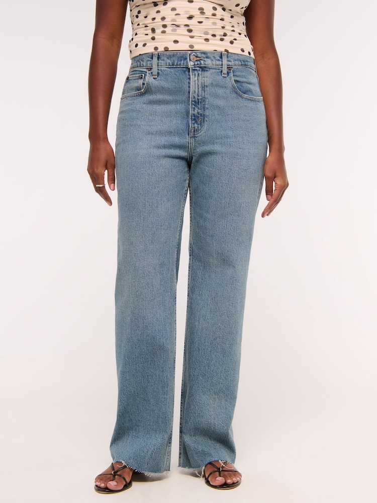 Plavo - Abercrombie & Fitch High Rise 90's Relaxed Jeans - Slika 2 od 7