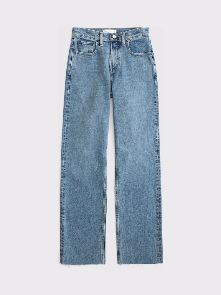 Plavo - Abercrombie & Fitch High Rise 90's Relaxed Jeans - Slika 7 od 7