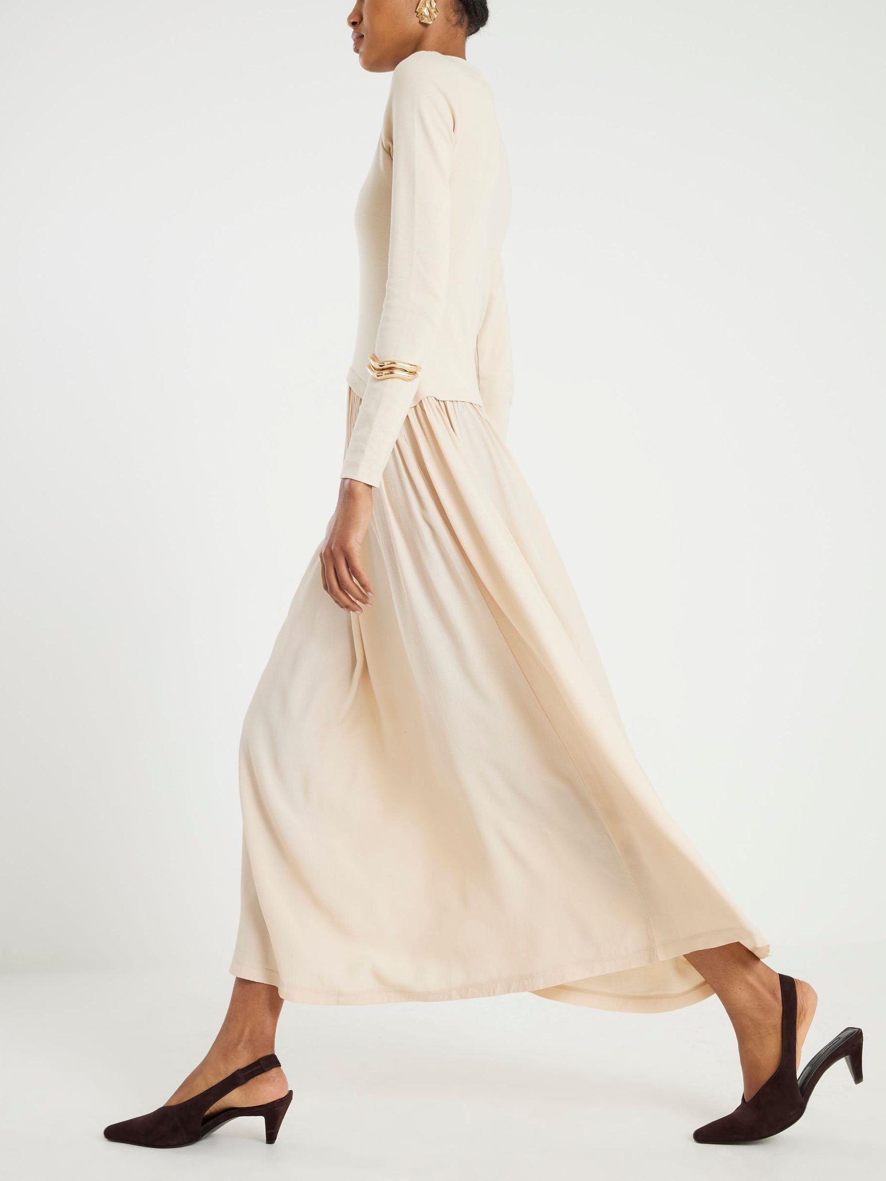 Buy River Island Cream Long Sleeve Hybrid Maxi Dress from Next USA