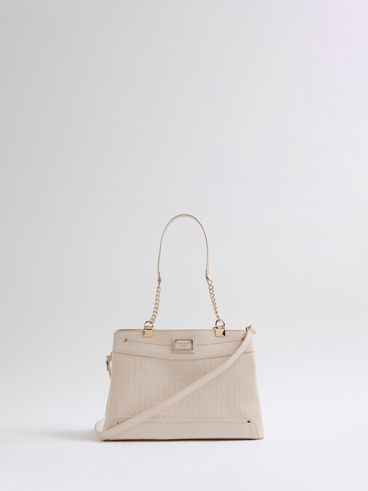 River Island Cream Chain Handle Embossed Tote Bag - Image 1 of 6
