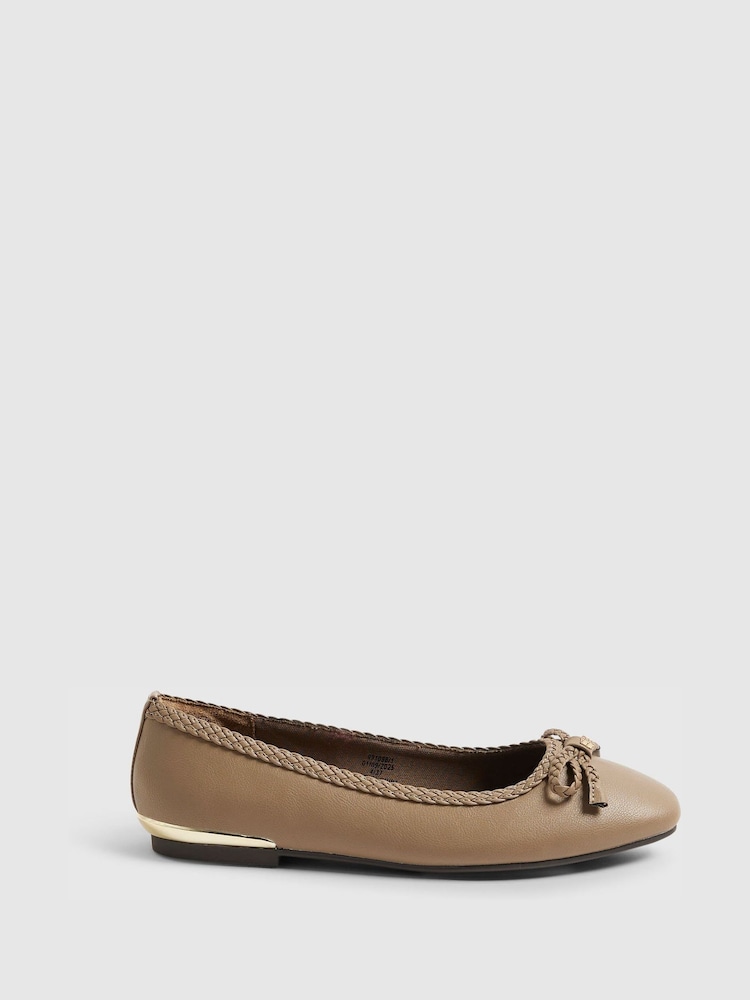 River Island Brown Bow Ballet Flats - Image 2 of 6 River Island Brown Bow Ballet Flats - Image 2 of 6
