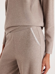 River Island Brown Whipstitch Cosy Wide Leg Joggers - Image 4 of 4