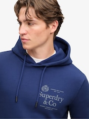 Superdry Blue 1954 Company Relaxed Hoodie - Image 4 of 8