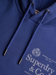 Superdry Blue 1954 Company Relaxed Hoodie - Image 8 of 8