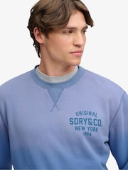 Superdry Blue Block Text Crew Sweat Top - Image 5 of 7