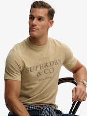 Superdry Beige Company Relaxed T-Shirt - Image 1 of 6