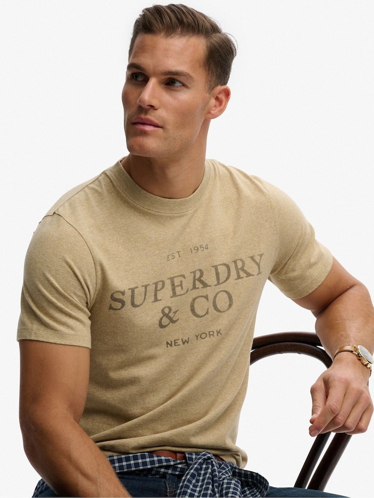 Superdry Beige Company Relaxed T-Shirt - Image 1 of 6