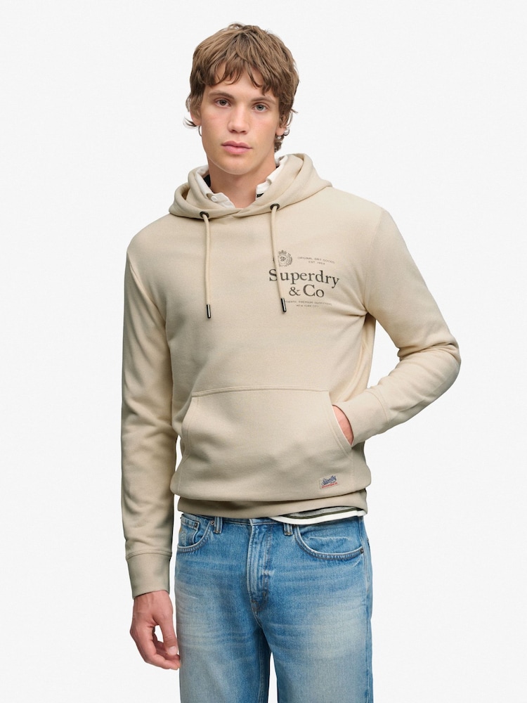 Superdry Cream 1954 Company Relaxed Hoodie - Image 1 of 8 Superdry Cream 1954 Company Relaxed Hoodie - Image 1 of 8