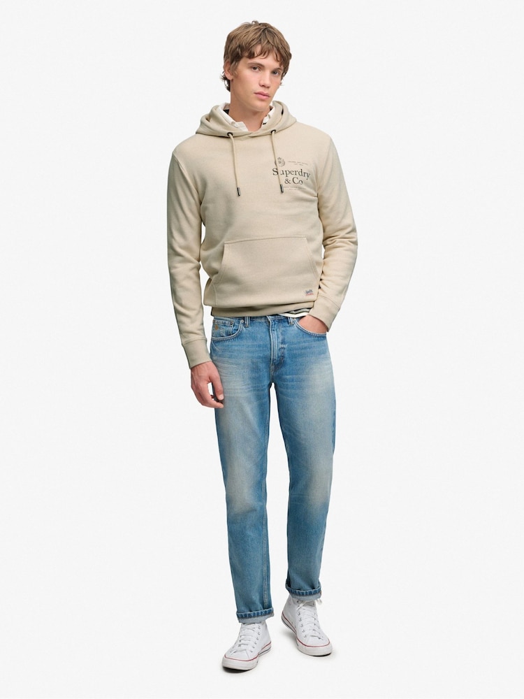 Superdry Cream 1954 Company Relaxed Hoodie - Image 2 of 8 Superdry Cream 1954 Company Relaxed Hoodie - Image 2 of 8