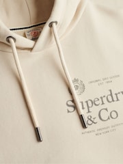 Superdry Cream 1954 Company Relaxed Hoodie - Image 8 of 8