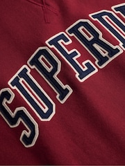 Superdry Red Athletic Applique Relaxed Crew Sweat Top - Image 2 of 2