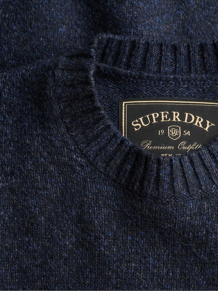 Superdry Blue Brushed Cable Sleeve Jumper - Image 2 of 2