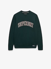 Superdry Green Athletic Applique Relaxed Crew Sweat Top - Image 1 of 3