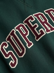 Superdry Green Athletic Applique Relaxed Crew Sweat Top - Image 2 of 3