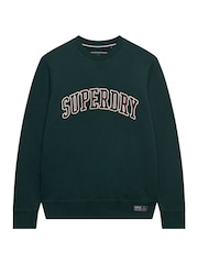 Superdry Green Athletic Applique Relaxed Crew Sweat Top - Image 3 of 3