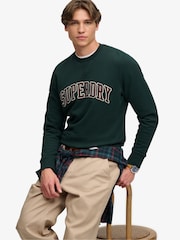 Зелений - Superdry Athletic Applique Relaxed Crew Sweat Top - Image 4 of 7