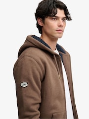 Superdry Brown Borg Lined Zip Hoodie - Image 3 of 7