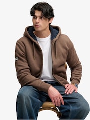 Superdry Brown Borg Lined Zip Hoodie - Image 4 of 7