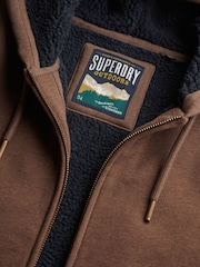 Superdry Brown Borg Lined Zip Hoodie - Image 7 of 7