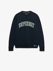 Superdry Blue Athletic Applique Relaxed Crew Sweat Top - Image 1 of 3
