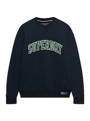 Superdry Blue Athletic Applique Relaxed Crew Sweat Top - Image 3 of 3