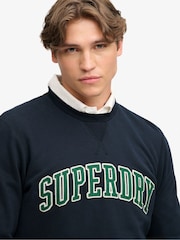 Синій - Superdry Athletic Applique Relaxed Crew Sweat Top - Image 4 of 7