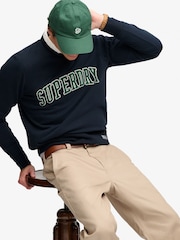 Синій - Superdry Athletic Applique Relaxed Crew Sweat Top - Image 5 of 7