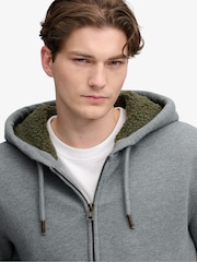 Superdry Grey Borg Lined Zip Hoodie - Image 3 of 6