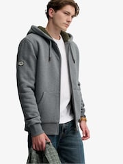 Superdry Grey Borg Lined Zip Hoodie - Image 4 of 6