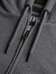 Superdry Grey Borg Lined Zip Hoodie - Image 6 of 6