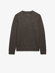 Superdry Brown Brushed Cable Sleeve Jumper - Image 1 of 3