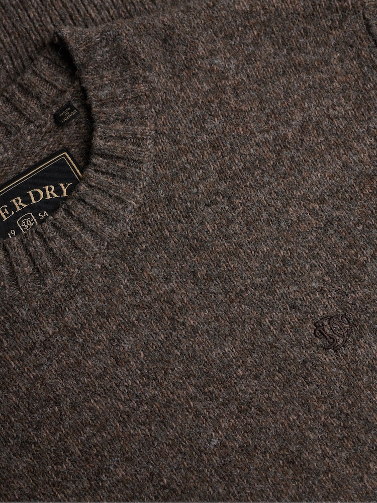 Superdry Brown Brushed Cable Sleeve Jumper - Image 3 of 3