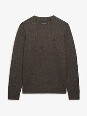 Superdry Brown Brushed Cable Sleeve Jumper - Image 6 of 7