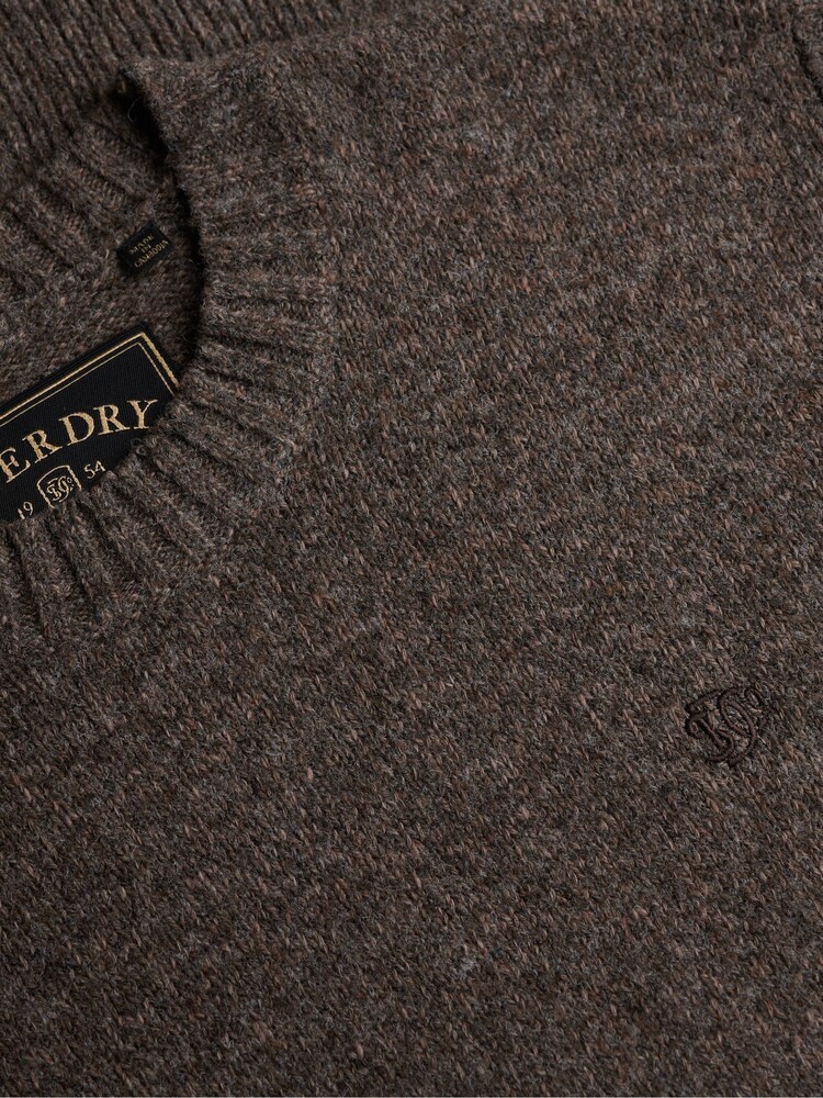 Superdry Brown Brushed Cable Sleeve Jumper - Image 7 of 7