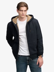 Superdry Blue Borg Lined Zip Hoodie - Image 1 of 6