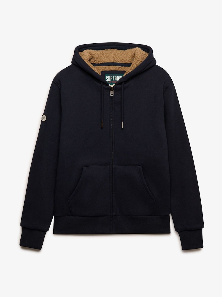Mavi - Superdry Borg astarlı Zip Hoodie - 5şəkildən 5 şəkil