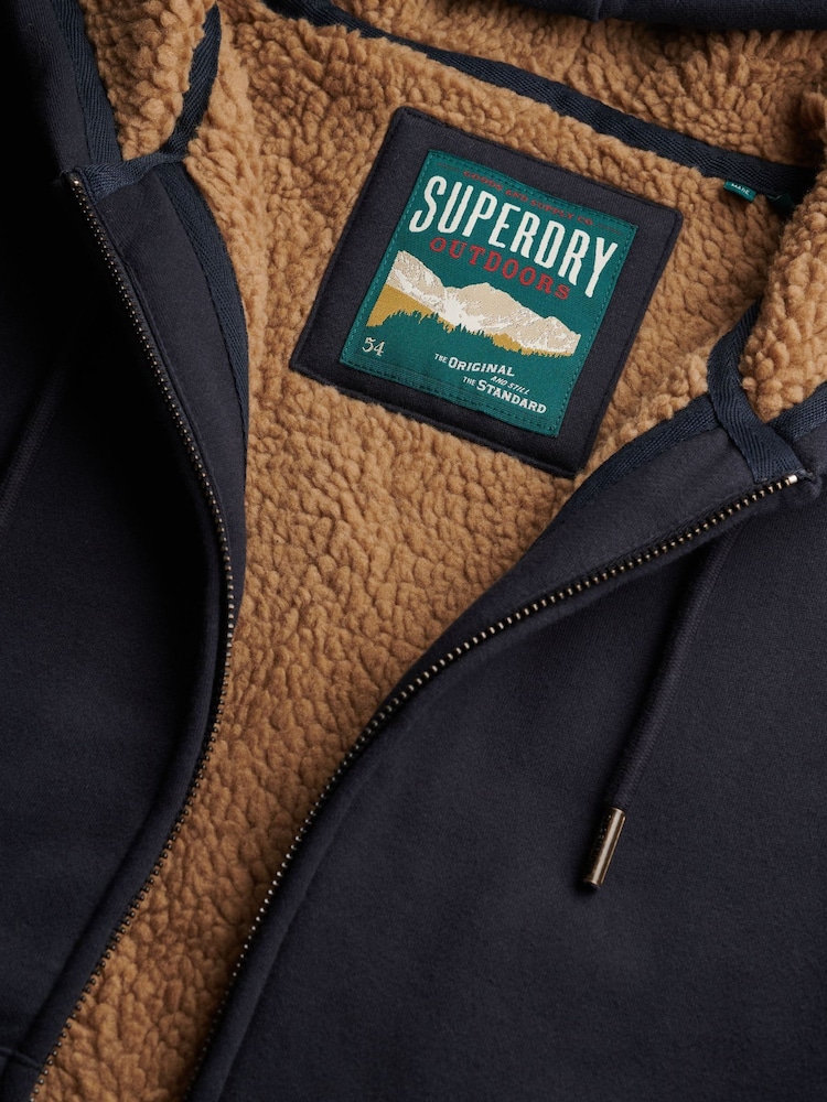 Superdry Blue Borg Lined Zip Hoodie - Image 6 of 6 Superdry Blue Borg Lined Zip Hoodie - Image 6 of 6