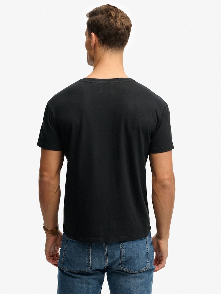 Superdry Black Cotton Classic Pocket T-Shirt - Image 2 of 5 Superdry Black Cotton Classic Pocket T-Shirt - Image 2 of 5