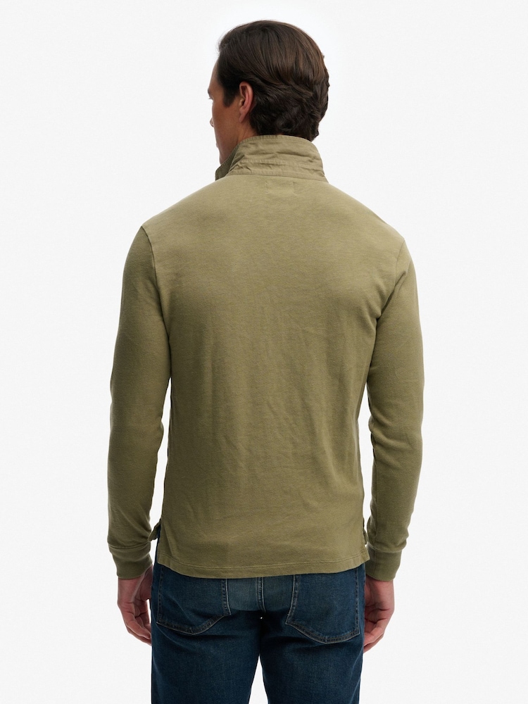 Superdry Green Classic Rugby Top - Image 2 of 5