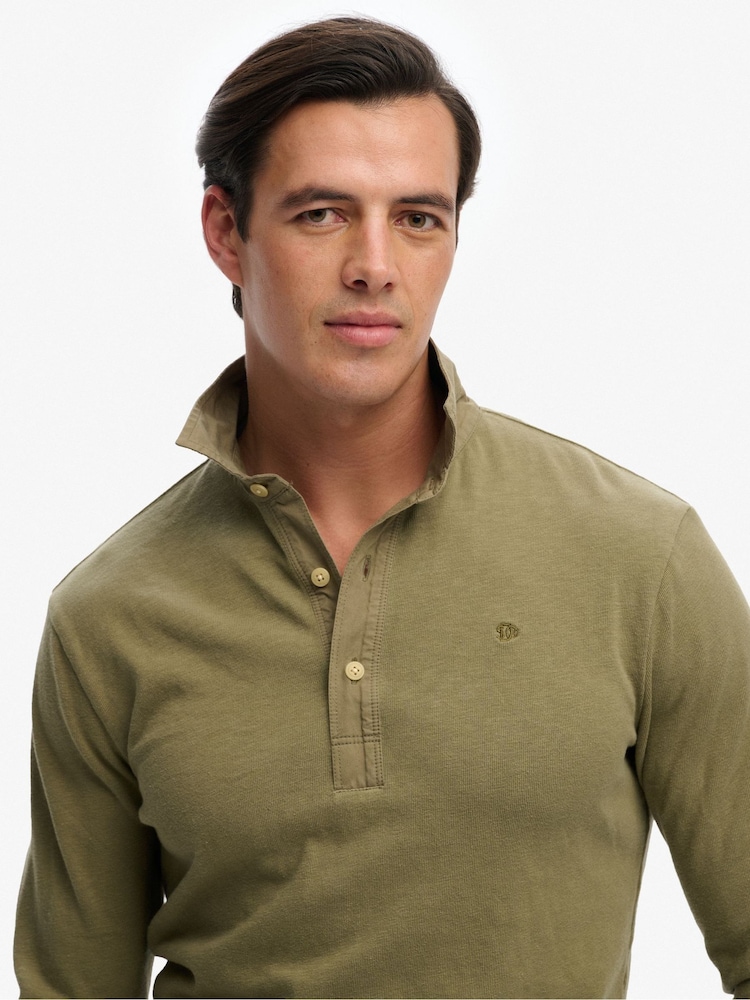 Superdry Green Classic Rugby Top - Image 5 of 5