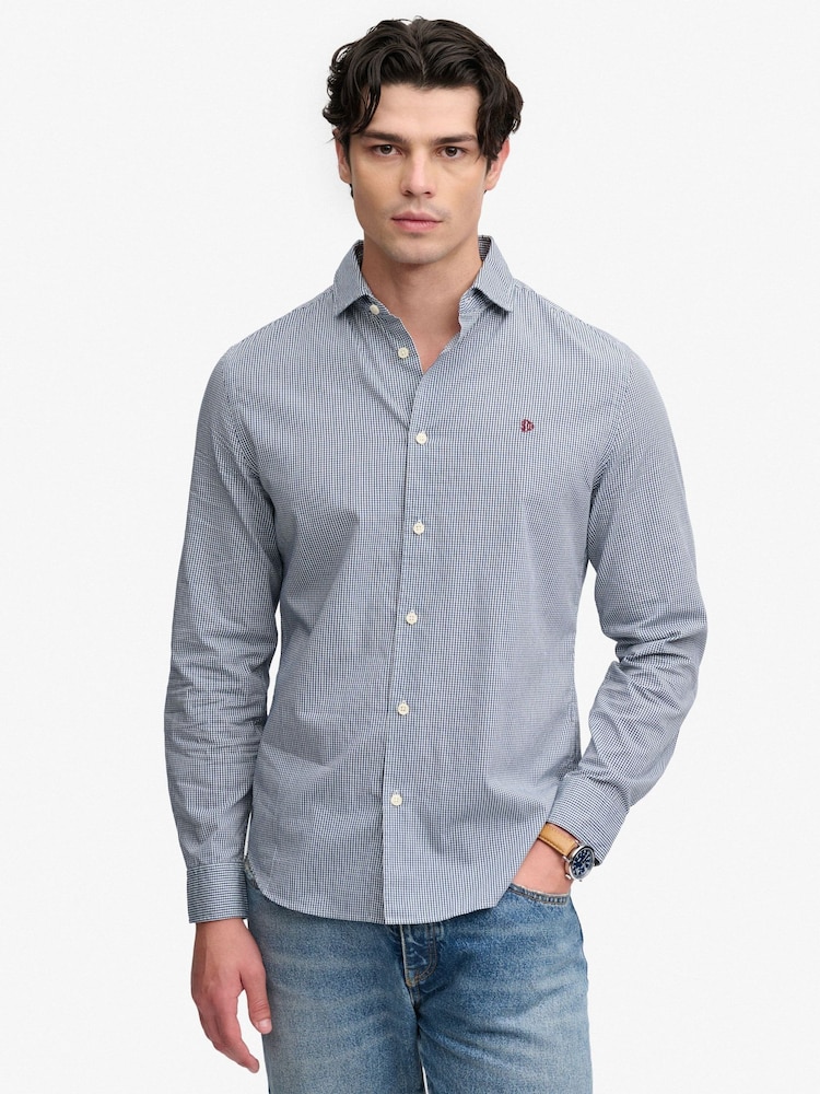 Blau - Superdry Cut Away Poplin Long Sleeve Shirt - Bild 1 von 8 Blau - Superdry Cut Away Poplin Long Sleeve Shirt - Bild 1 von 8