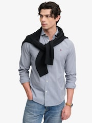Blau - Superdry Cut Away Poplin Long Sleeve Shirt - Bild 5 von 8