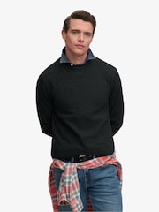 Superdry Black Classic Slub Waffle Sweat  Top - Image 1 of 8