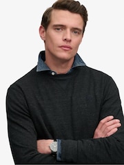 Superdry Black Classic Slub Waffle Sweat  Top - Image 4 of 8