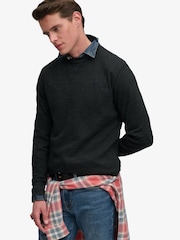 Superdry Black Classic Slub Waffle Sweat  Top - Image 5 of 8