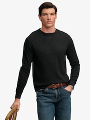 Superdry Black Classic Slub Waffle Sweat  Top - Image 6 of 8