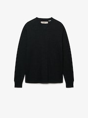 Superdry Black Classic Slub Waffle Sweat  Top - Image 7 of 8