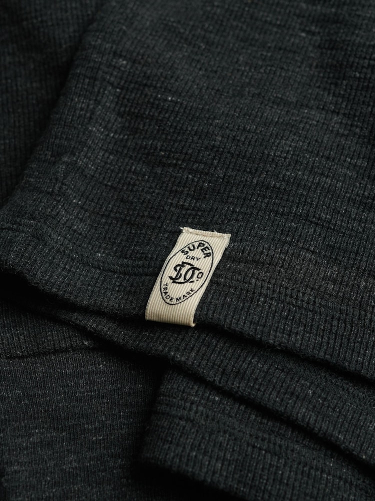 Superdry Black Classic Slub Waffle Sweat Top - Image 8 of 8 Superdry Black Classic Slub Waffle Sweat Top - Image 8 of 8