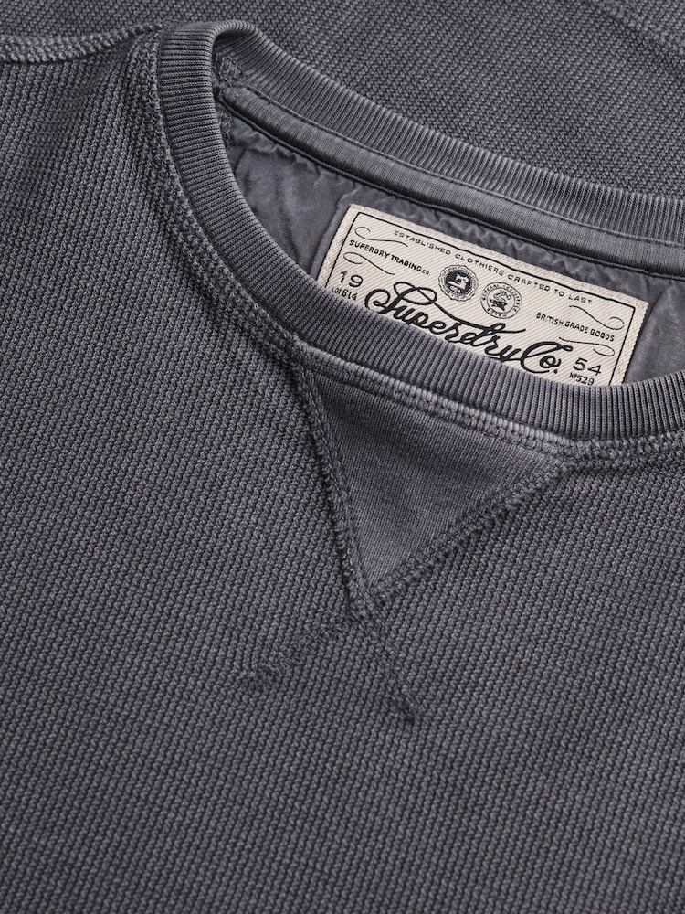 Superdry Grey Classic Heavy Textured  T-Shirt - Image 8 of 8